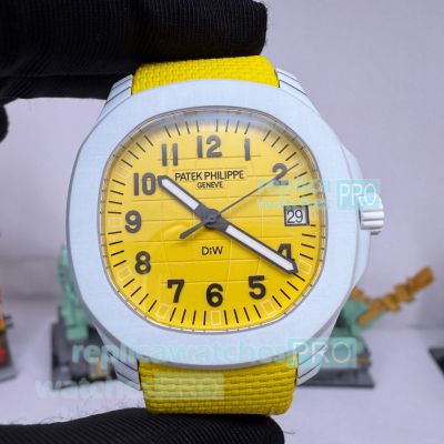 DIW Super Clone Patek Philippe Aquanaut 40mm Carbon Fiber Watch with Yellow Dial 